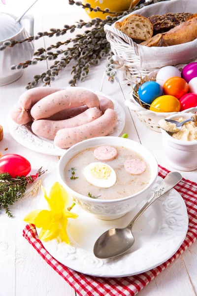 Zurek deliziosa zuppa di Pasqua dopo lo stile polacco — Foto Stock