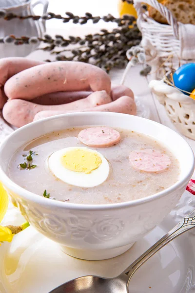Zurek finom húsvéti leves után a lengyel stílusban — Stock Fotó