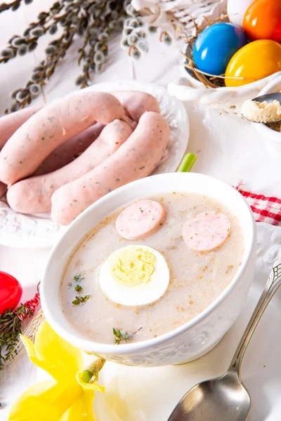 Zurek deliziosa zuppa di Pasqua dopo lo stile polacco — Foto Stock