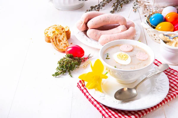 Zurek deliziosa zuppa di Pasqua dopo lo stile polacco — Foto Stock