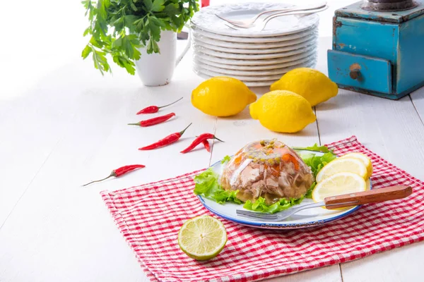 Sabroso Aspic Con Nudillo Cerdo Pierna Cerdo —  Fotos de Stock