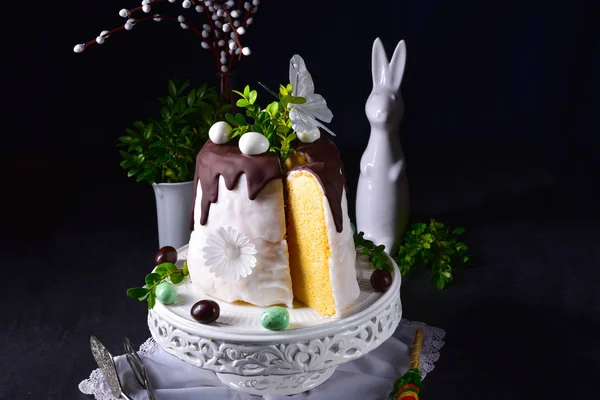 Gâteau Pâques Avec Sucre Glaçage Chocolat — Photo