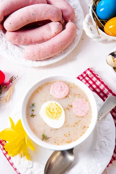 Lehçe Stil Sonra Zurek Lezzetli Paskalya Çorba — Stok fotoğraf