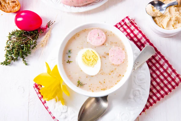 Žůrek Lahodné Velikonoční Polévka Polském Stylu — Stock fotografie