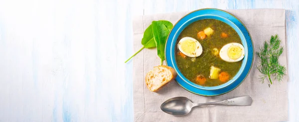 Sorrel soup with potatoes and egg — Stock Image Sorrel soup with potatoes and egg Stock Image