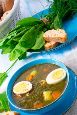 Patates ve yumurtalı kuş çorbası.