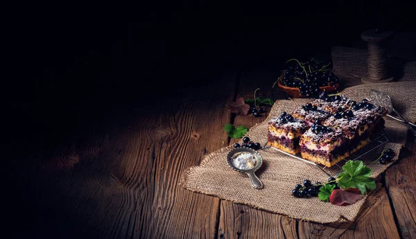 Gâteau polonais à base d'étain aux fruits et saupoudrer — Photo