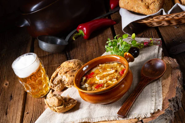 Spicy tripe soup with red paprika. — Stock Image Spicy tripe soup with red paprika. Royalty Free Stock Photos