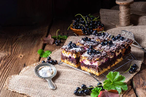 Polsk kaka från tenn med frukt och strössel — Stockfoto