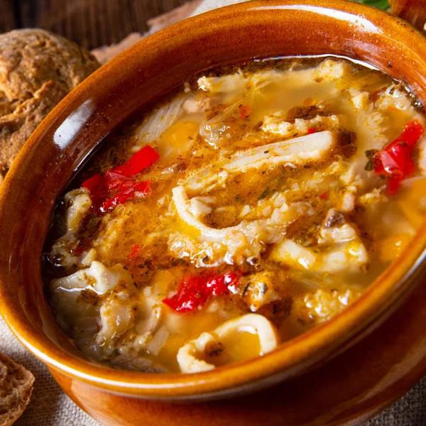 Fűszeres pacal leves piros paprikával. — Stock Fotó