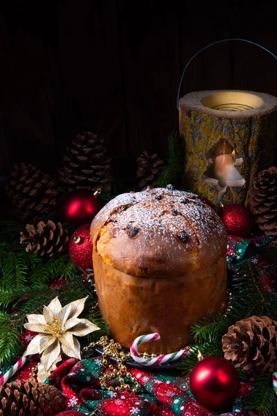 Panettone, an Italian Christmas Sweet Bread — Stock Photo, Image