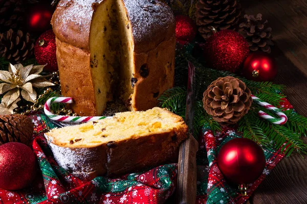 Panettone, an Italian Christmas Sweet Bread — Stock Photo, Image