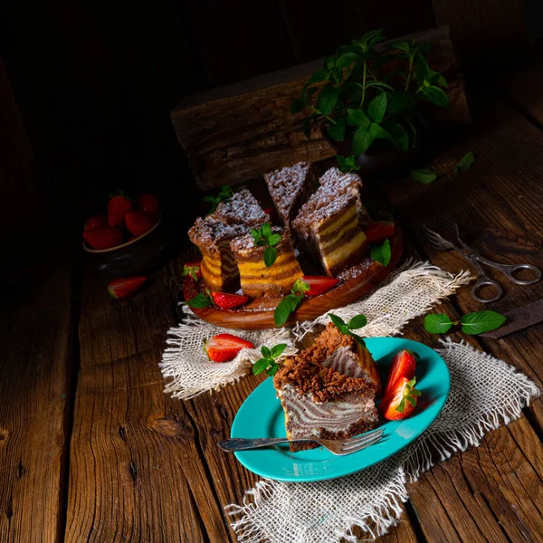 Вкусный Сливочный Чизкейк Зебры — стоковое фото