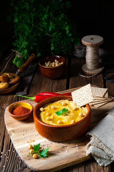 Deliciosa Pasta Hummus Con Limón Chile — Foto de Stock