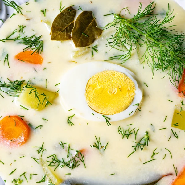 Minestra Aneto Con Patate Aneto Fresco Uova — Foto Stock