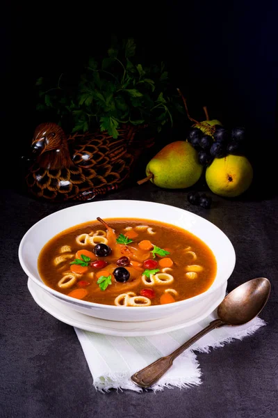 Czerninaa with noodles is a traditional Polish soup