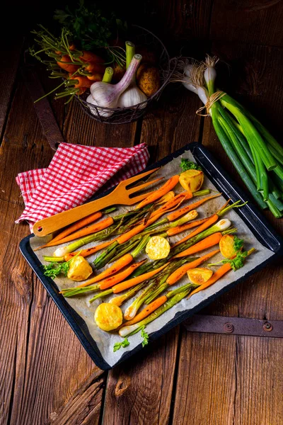 Caramelized Oven Vegetables Honey Sesame — Stock Photo, Image