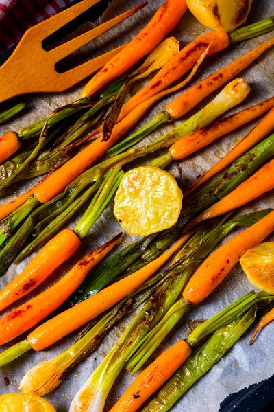 Caramelized Oven Vegetables Honey Sesame — Stock Photo, Image