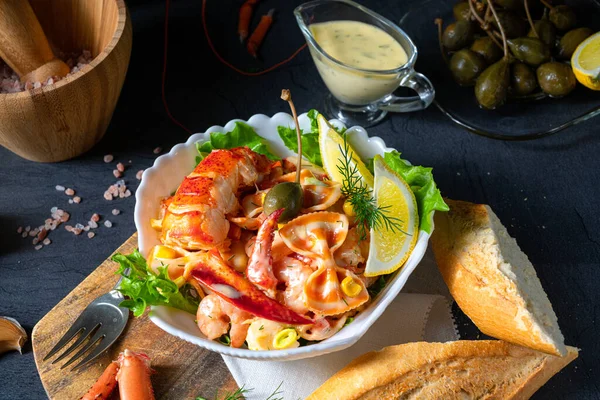 Kreeft Krabsalade Met Pasta — Stockfoto