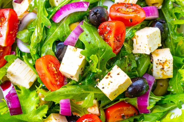 Grekisk Sallad Med Fårost Utsökt Klassiker — Stockfoto