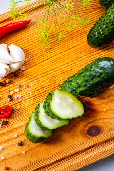 Fresh Pickled Cucumber Garlic Polish Malosolne — Stock Photo, Image