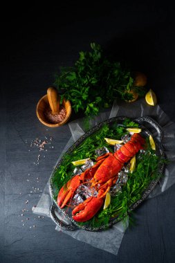 Buzda pişmiş ıstakoz.