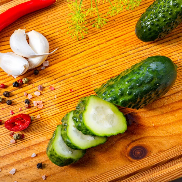 Fresh Pickled Cucumber Garlic Polish Malosolne — Stock Photo, Image
