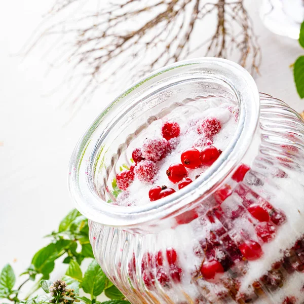 Deliciosas Groselhas Frescas Com Açúcar — Fotografia de Stock