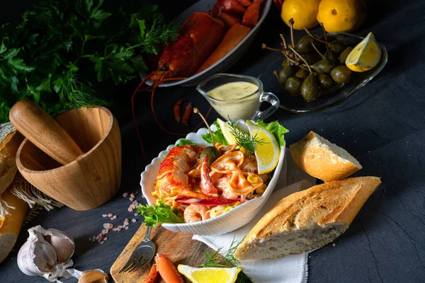 Kreeft Krabsalade Met Pasta — Stockfoto