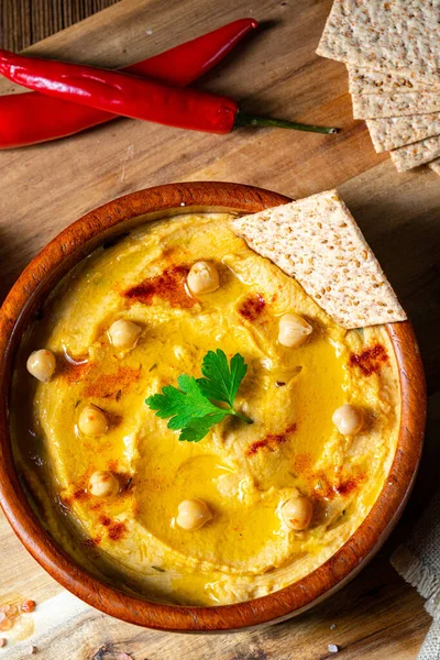 Limonlu Biberli Lezzetli Humus Ezmesi — Stok fotoğraf