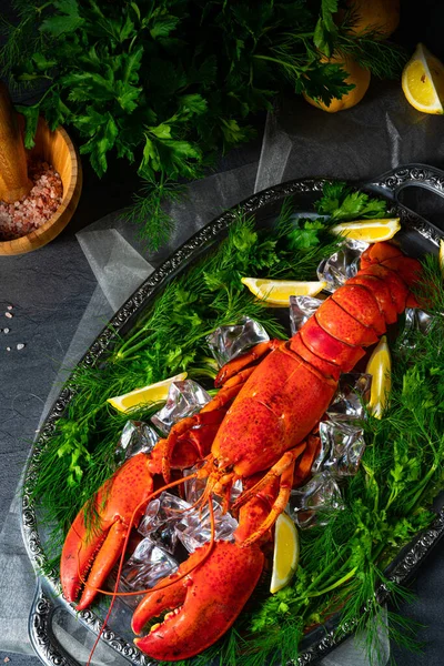 Buzda pişmiş ıstakoz.