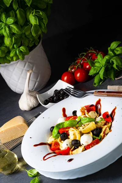 Rustik Tortellini Pastasallad Med Mozzarella — Stockfoto