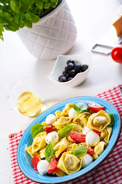 Lezzetli bir antipatik tortellini makarna salatası.