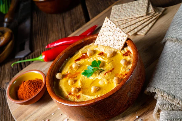 Delicious Hummus Paste Lemon Chilli — Stock Photo, Image