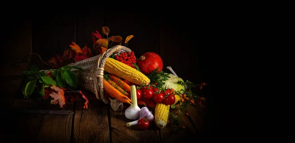 Gyönyörű Őszi Cornucopia Zöldségekkel — Stock Fotó