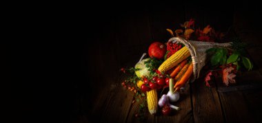 The beautiful autumnal cornucopia with vegetables clipart