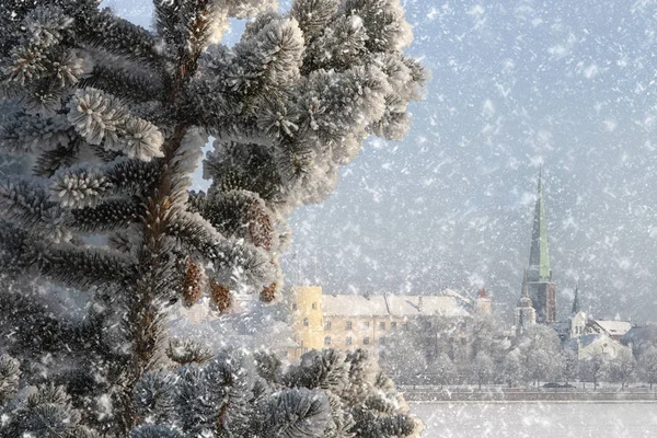 Riga Şehir kış manzara — Stok fotoğraf