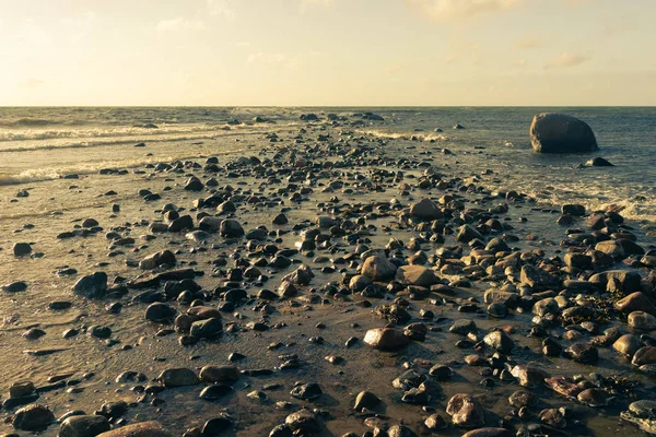 Stones on the Baltic coast to the horizon — Stock Photo, Image