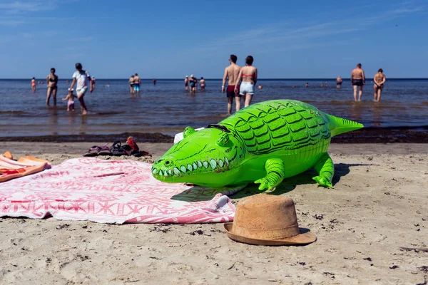 Jurmala sahilinde yeşil timsah — Stok fotoğraf