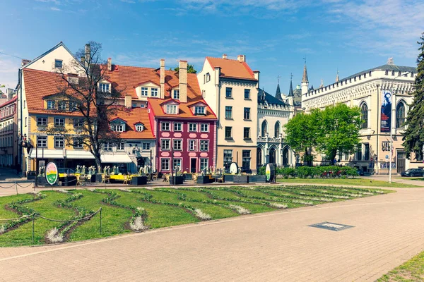 Jalan Jalan Kosong Kota Riga Pada Musim Semi Kota Ini — Stok Foto
