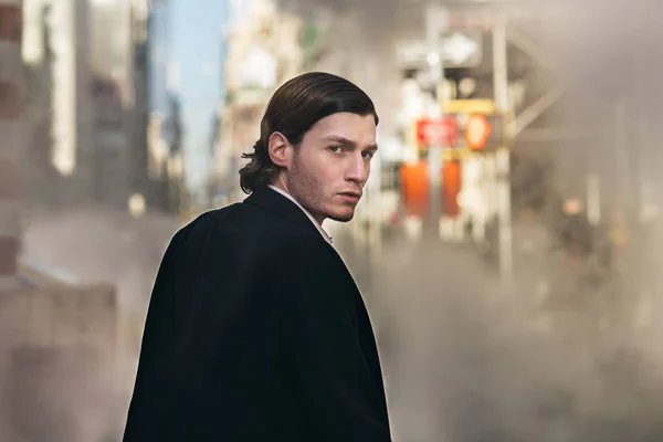 Elegant Successful Businessman Wearing Classic Jacket Suit Walking New York — Stock Photo, Image