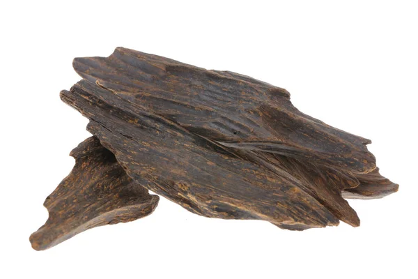 Foco Seletivo Paus Madeira Agar Fundo Madeira Agarwood Microplaquetas Incenso — Fotografia de Stock