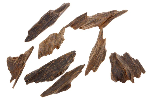 Seçici Odak Noktası, Agar Ormanı Çubukları ya da Agarwood Arkaplanı Tütsü için kullanılan tütsü Cipsleri Oud ya da Bakhoor gibi gerekli yağların parfümleri