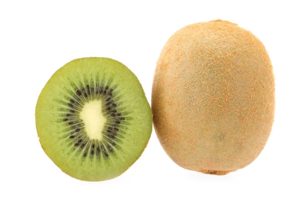 Zbliżenie Owoców Kiwi Plasterki Kiwi Izolowane Białym Tle — Zdjęcie stockowe