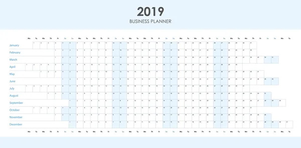 Planificador de negocios para 2019 — Vector de stock