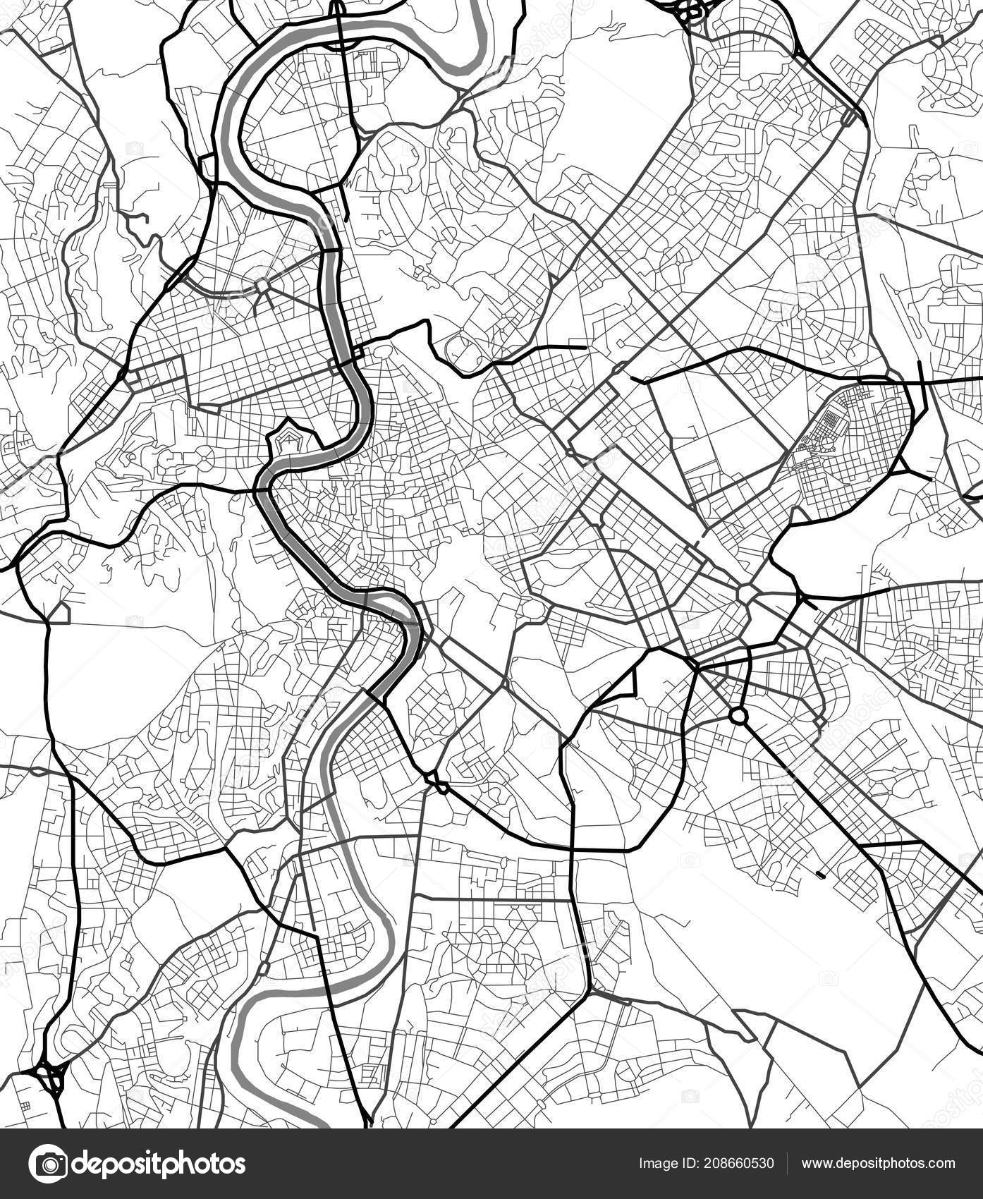 Vector City Map Of Rome In Black And White Stock Vector Image By C Mooo