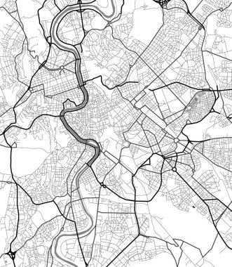 Siyah beyaz bir Roma vektör şehir haritası