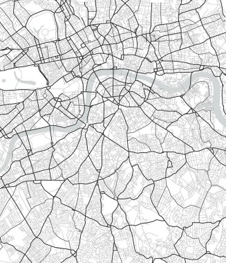 Siyah beyaz bir Londra vektör şehir haritası