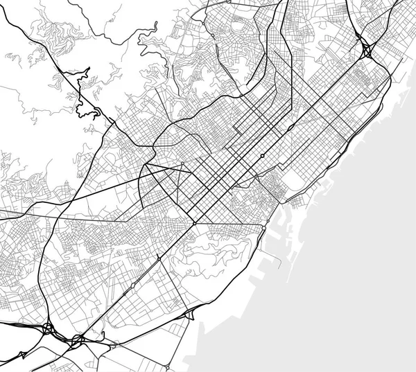Siyah beyaz bir Barselona vektör şehir haritası