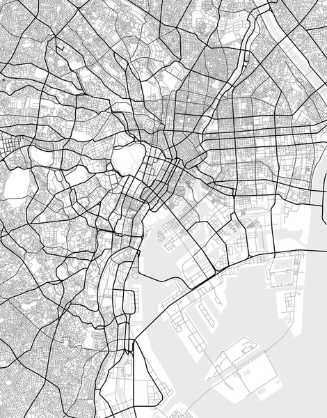 Mapa de Tokio de Vector en blanco y negro — Vector de stock